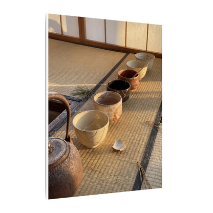 Kintsugi Tea Ceremony in Golden Hour | Gold Repair Canvas Art