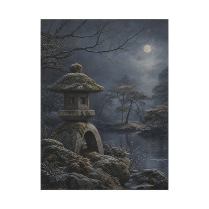 Stone Lantern Canvas Art | Winter Japandi Japanese Pattern Art