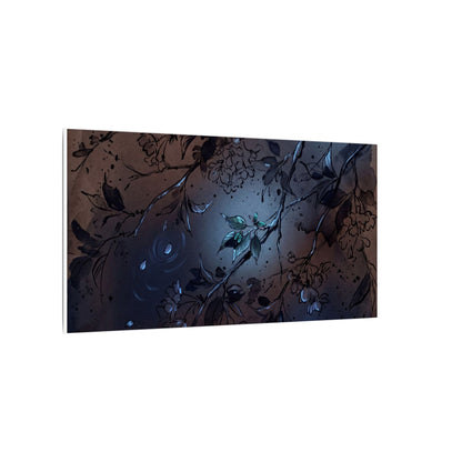 Bold Cherry Blossom Canvas Art - Charcoal Ink Dark Japandi