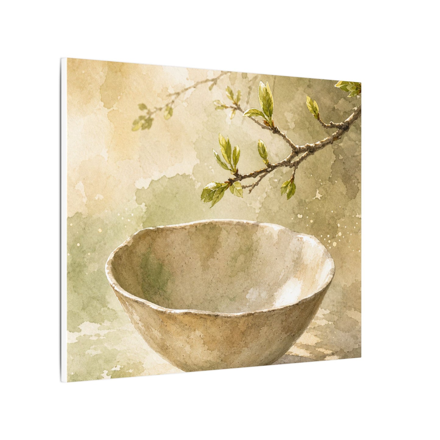 Warm Ceramic Bowl Canvas Art - Watercolor Japandi