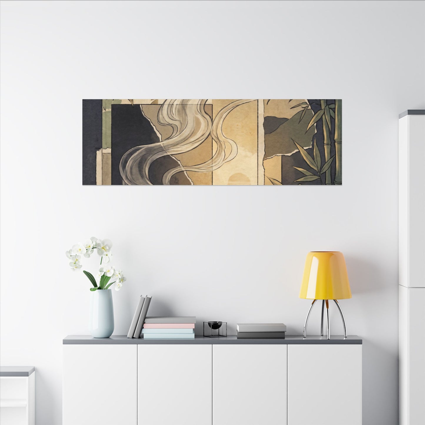 Tranquil Incense Smoke Canvas Art - Ukiyo E Inspired Zen