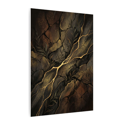 Cracked Earth Charcoal Ink Canvas Art | Bold Dark Japandi Art