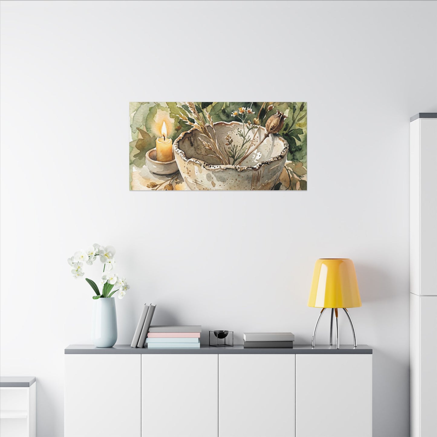 Ceramic Bowl Summer Canvas Art | Japandi Elegant Design
