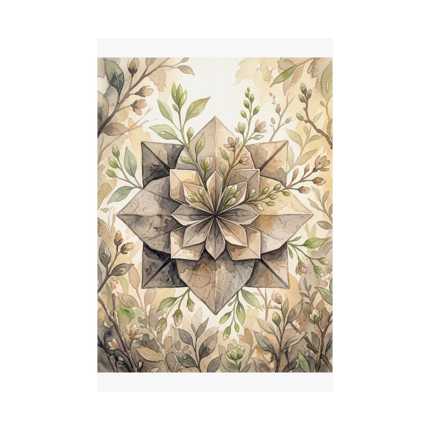 Golden Hour Paper Fold Wall Art Print - Japandi Mono No Aware