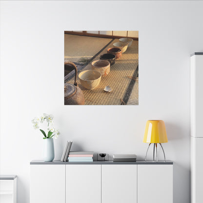 Kintsugi Tea Ceremony in Golden Hour | Gold Repair Canvas Art