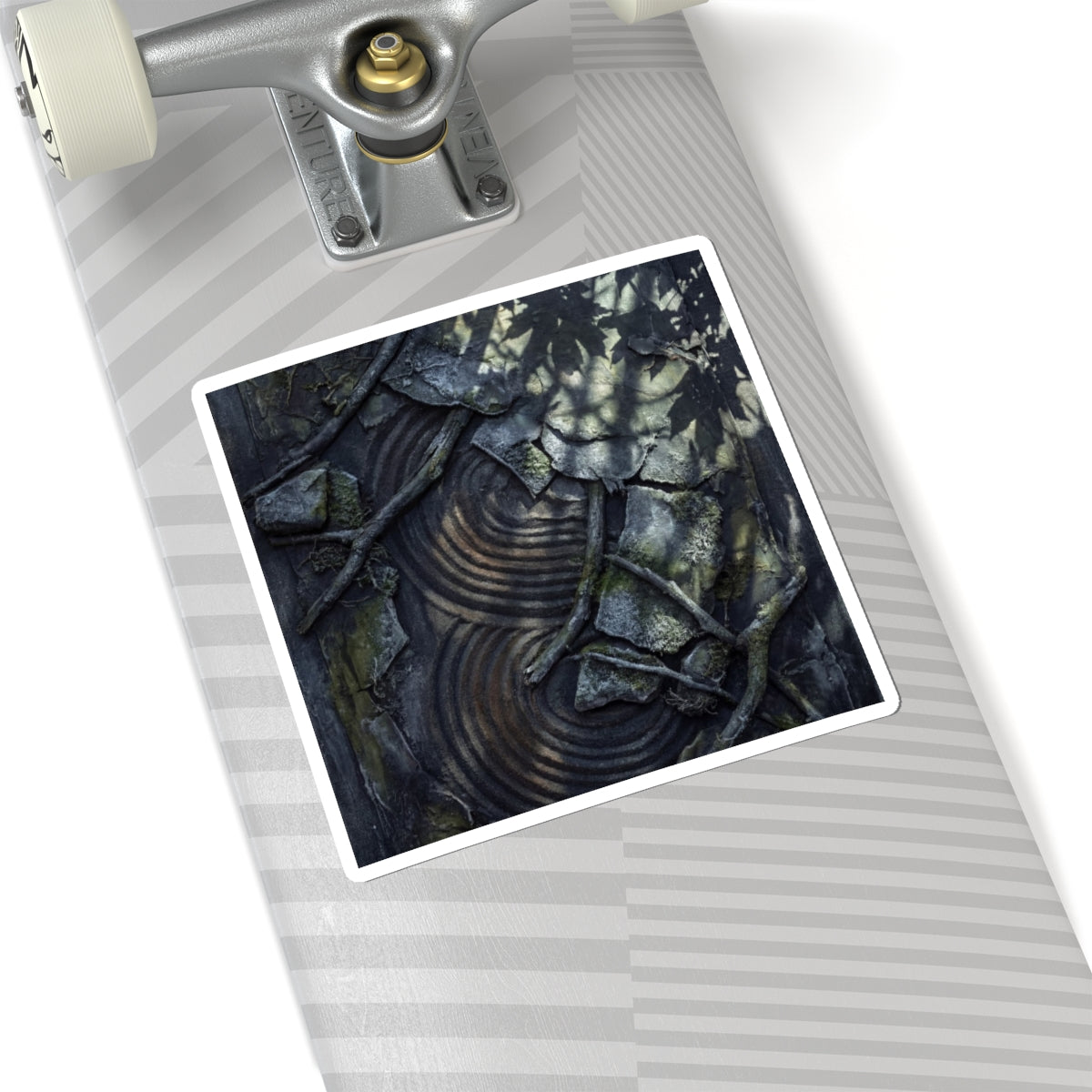 Dark Japandi Rock Garden in Dappled | Dark Texture Sticker Art Print