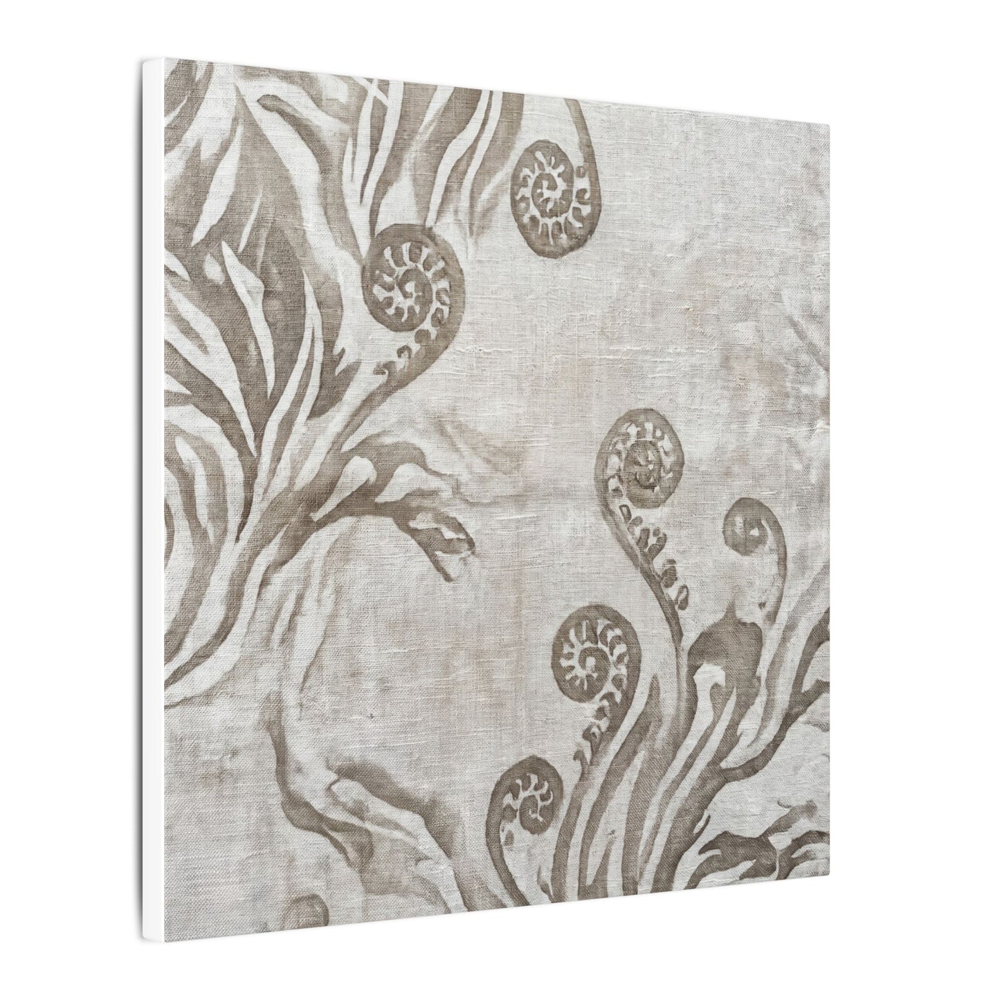 Japandi Fern Unfurling in Overcast | Japanese Pattern Canvas Art