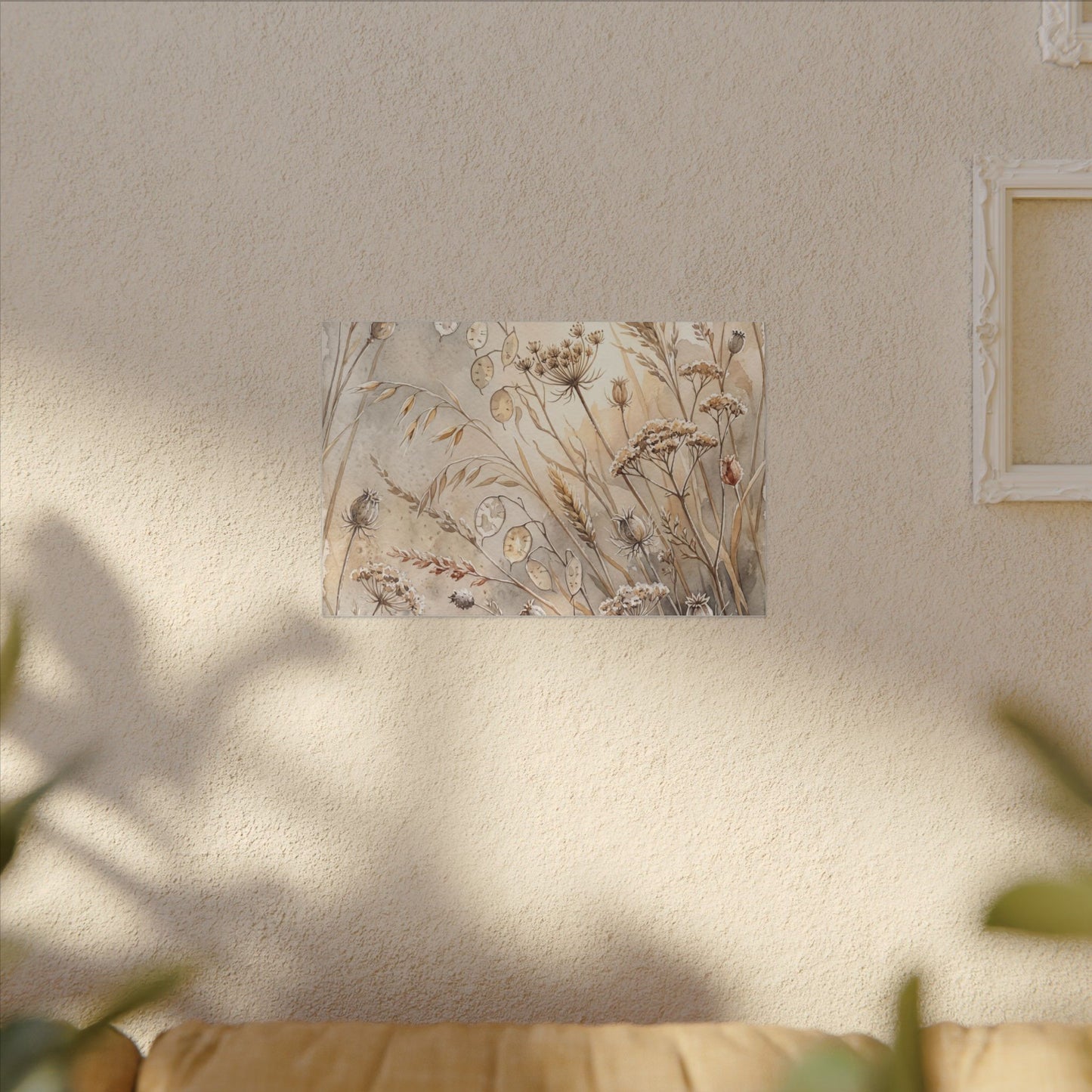 Winter Dried Flowers Watercolor Canvas Art | Warm Decor