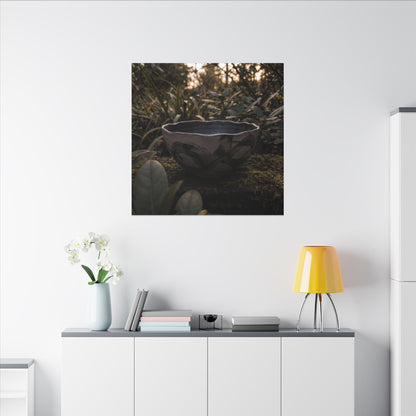 Ceramic Bowl Canvas Art | Summer Dark Japandi Charcoal Ink Art