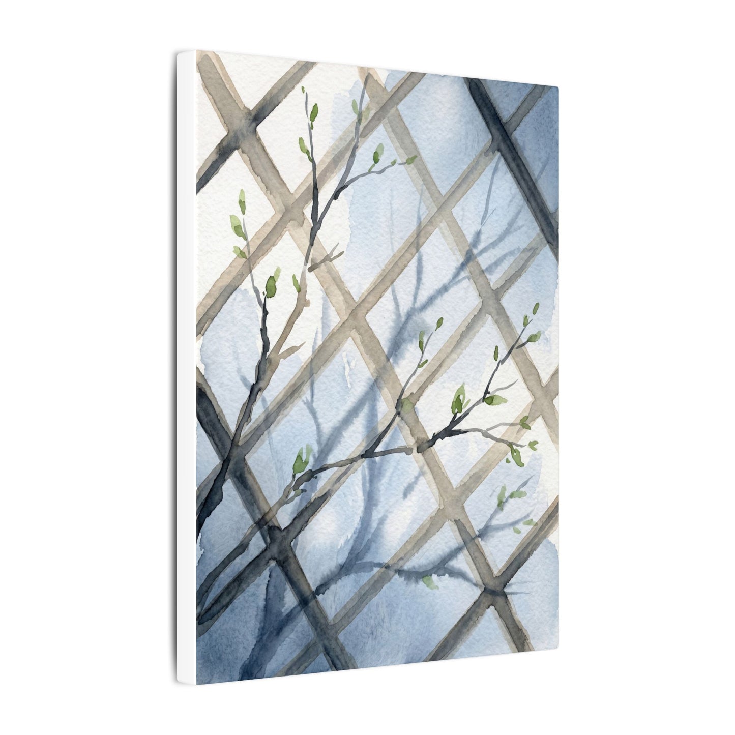 Shoji Screen Canvas Art | Spring Japandi Watercolor Art
