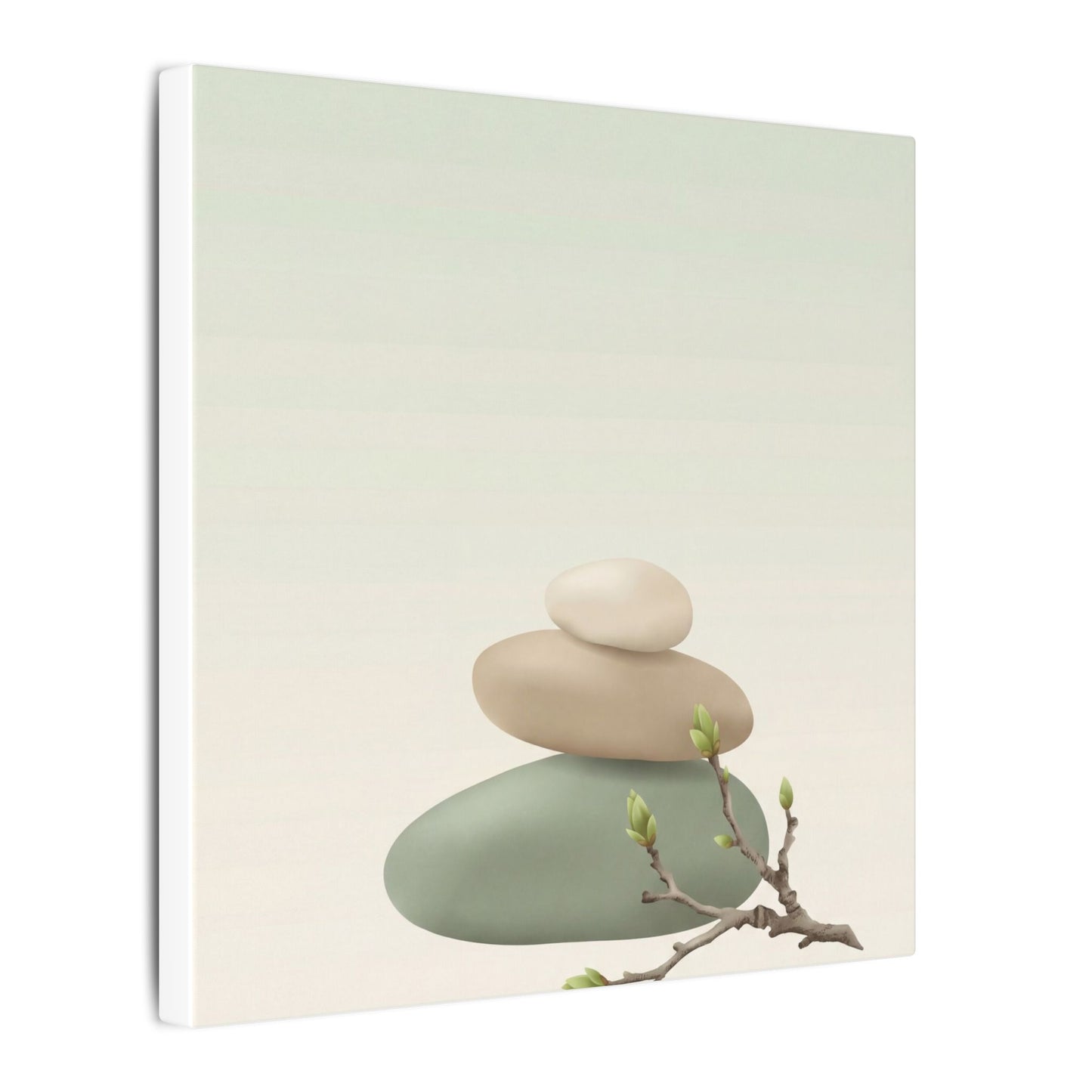 Dawn River Stones Canvas Art - Japandi Fukinsei