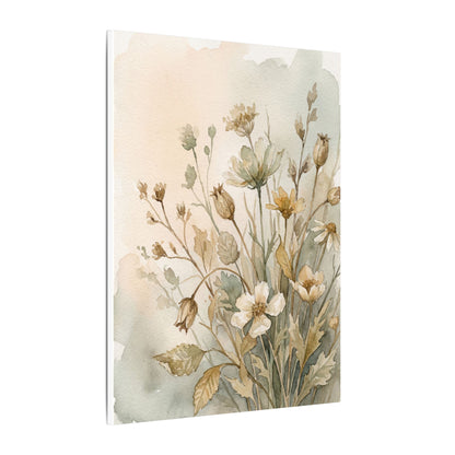 Summer Dried Flowers Watercolor Canvas Art | Elegant Decor