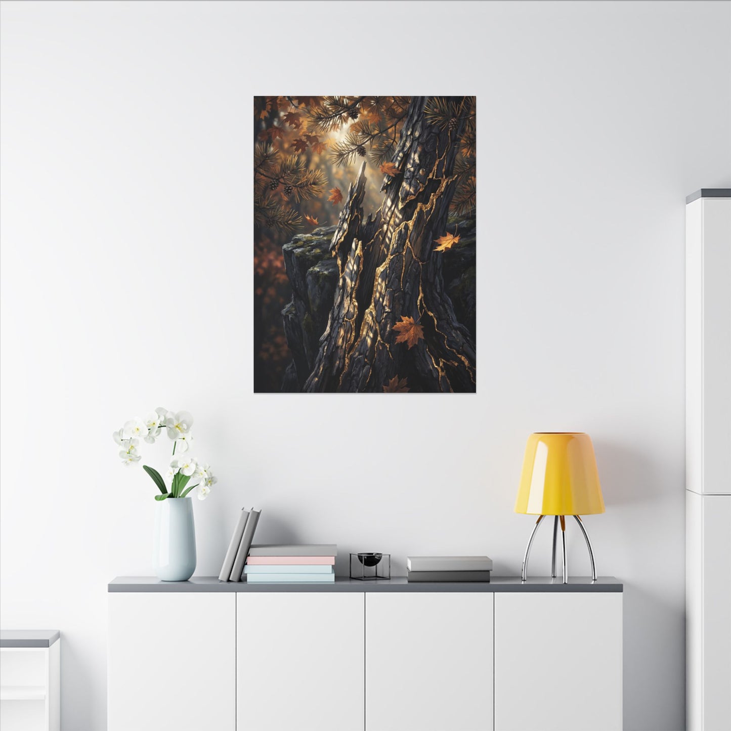 Pine Tree Autumn Canvas Art | Kintsugi Beautiful Design