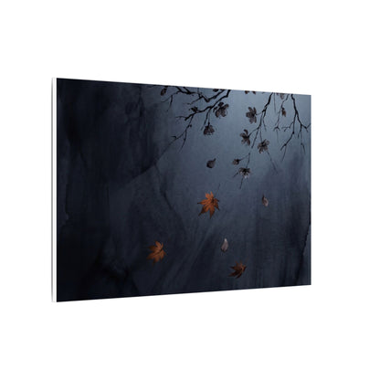 Autumn Cherry Blossom Charcoal Ink Canvas Art | Atmospheric Decor