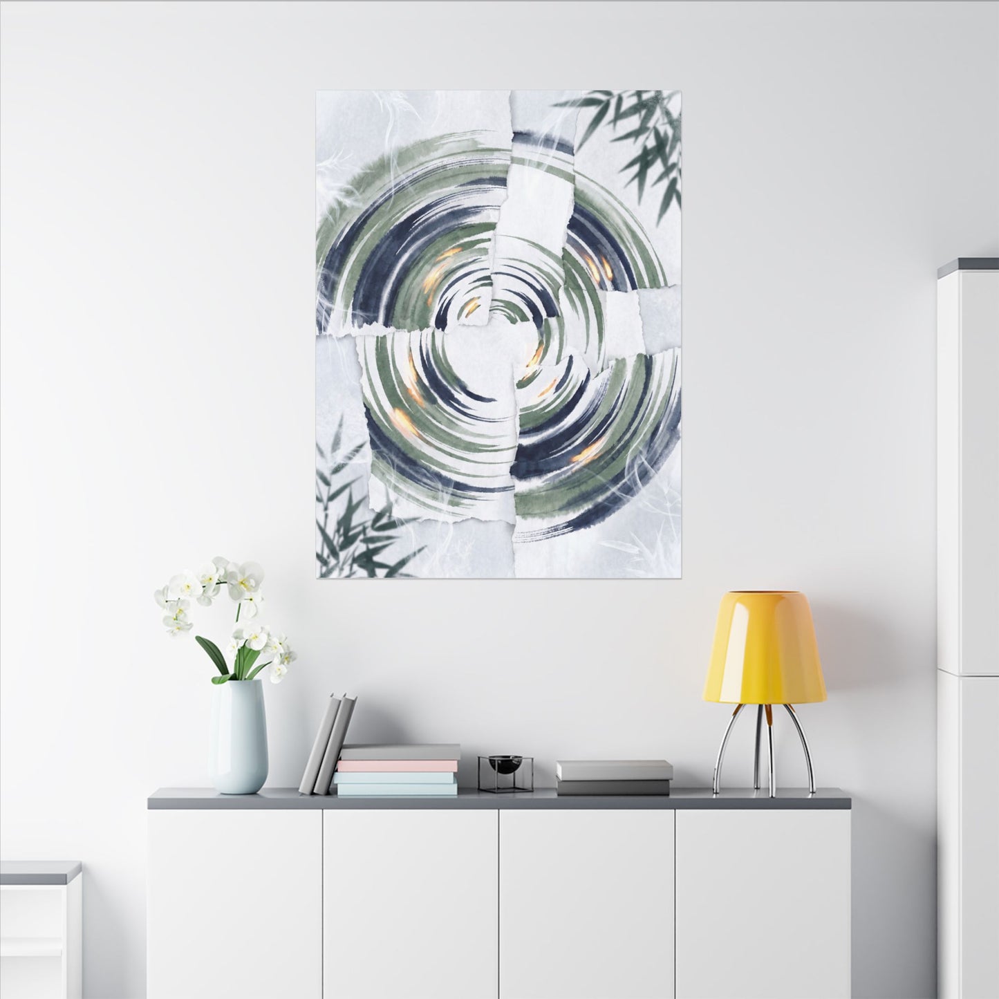 Winter Water Ripple Sumi E Canvas Art | Peaceful Decor