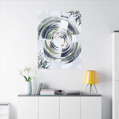 Winter Water Ripple Sumi E Canvas Art | Peaceful Decor