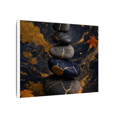 River Stones Autumn Canvas Art | Kintsugi Artful Design