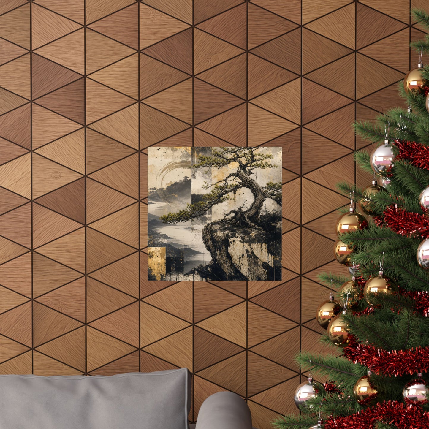 Pine Tree Japanese Pattern Wall Art Print | Cozy Japandi Art