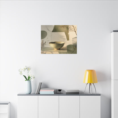 Warm Ceramic Bowl Canvas Art - Minimal Line Japandi