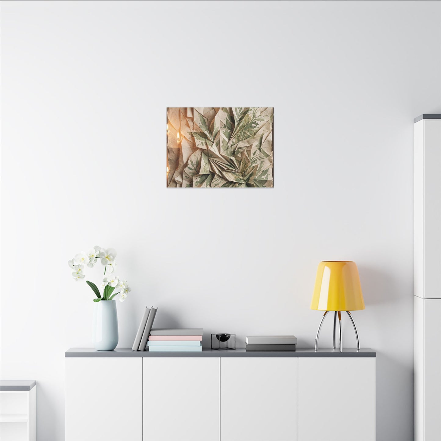 Japandi Paper Fold in Candlelight | Texture Canvas Art