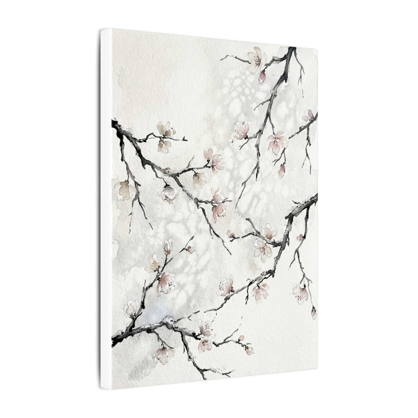 Cherry Blossom Canvas Art | Winter Japandi Watercolor Art