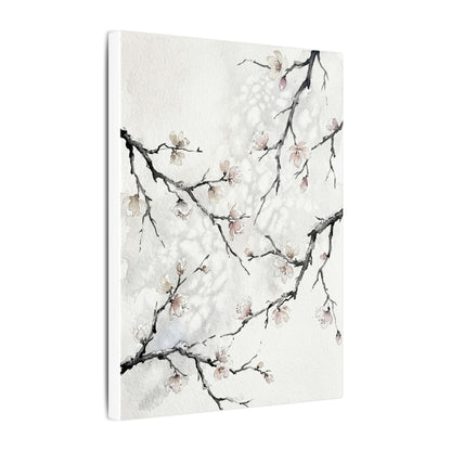 Cherry Blossom Canvas Art | Winter Japandi Watercolor Art