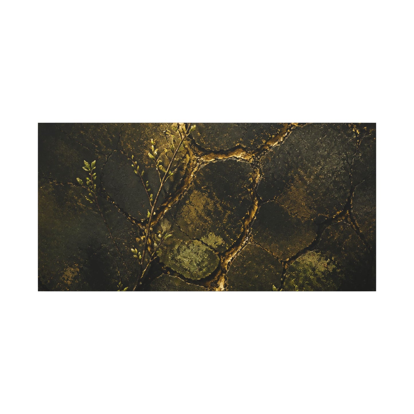 Shibui Cracked Earth Canvas Art - Dark Japandi Dark Texture