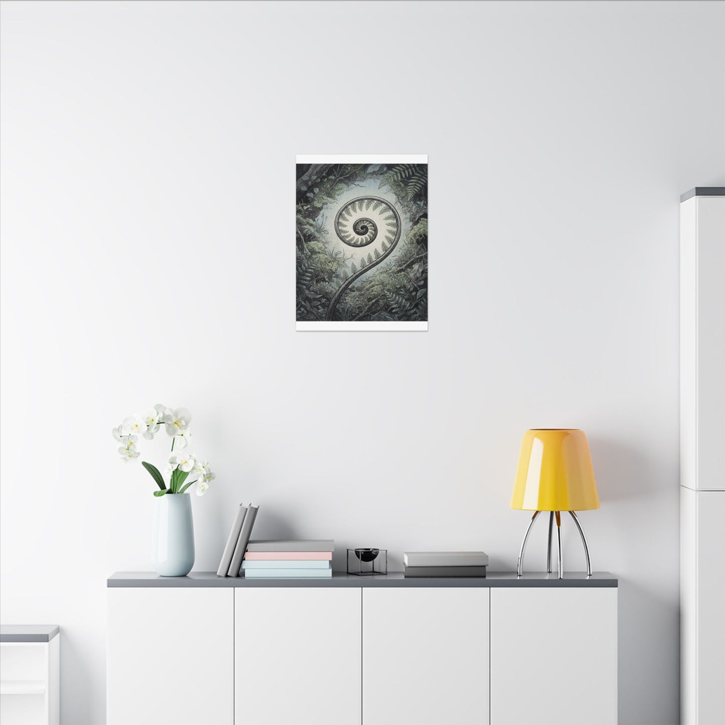 Zen Fern Unfurling in Dawn | Ukiyo E Inspired Canvas Art