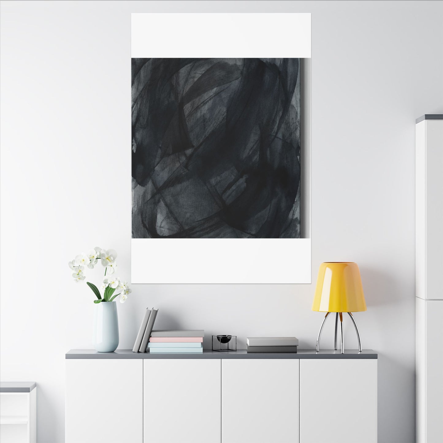 Deep Tones Dark Japandi Charcoal Canvas Art