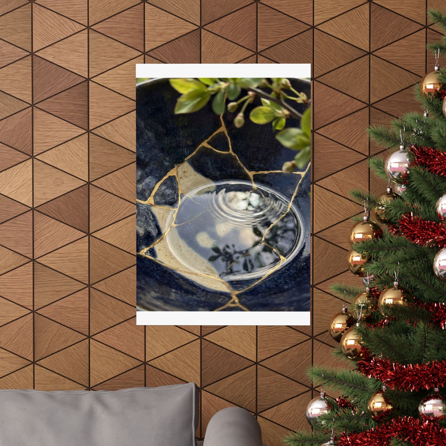 Seijaku Water Ripple Wall Art Print - Kintsugi Gold Repair