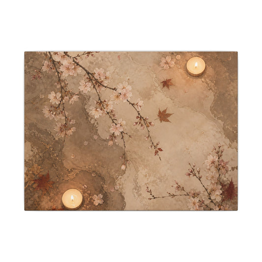 Cherry Blossom Canvas Art | Autumn Japandi Japanese Pattern Art