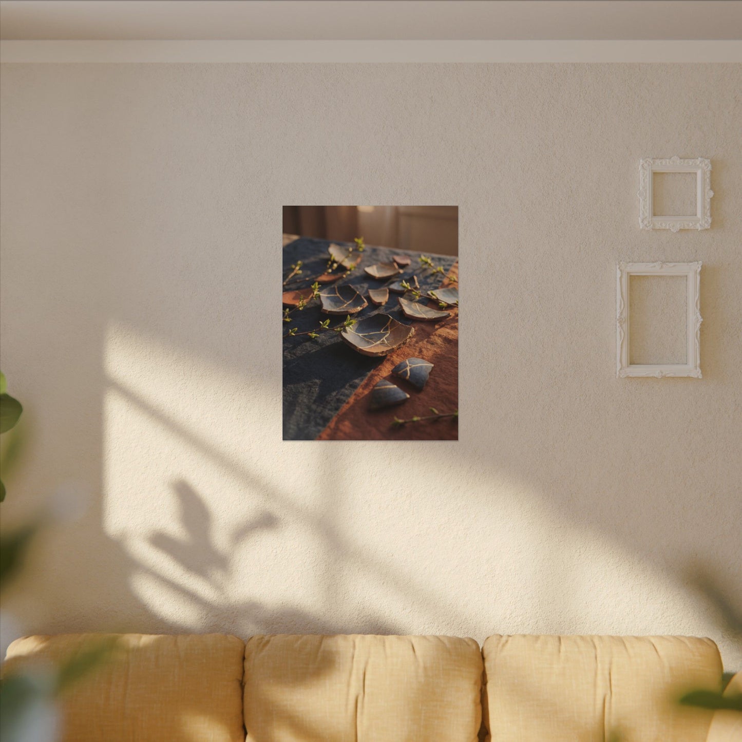 Spring Broken Pottery Gold Vein Canvas Art | Philosophical Decor