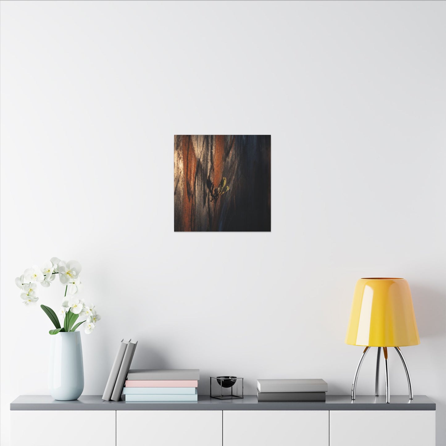 Rust Patina Charcoal Ink Canvas Art | Moody Dark Japandi Art