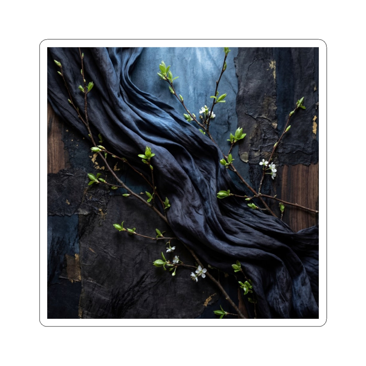 Spring Silk Drape Dark Texture Sticker | Luxurious Decor Art Print