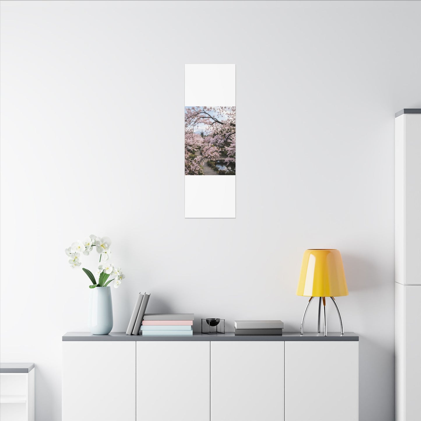 Fukinsei Cherry Blossom Canvas Art - Dark Japandi Moody Minimal