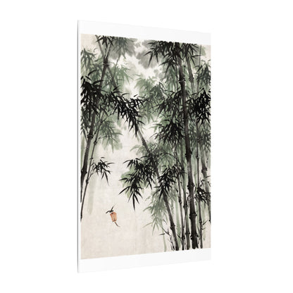 Zen Bamboo Grove in Overcast | Sumi E Canvas Art
