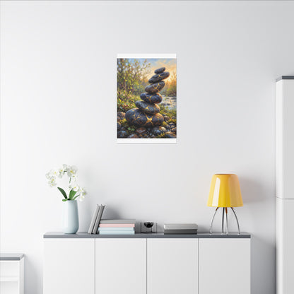 Spring River Stones Gold Repair Canvas Art | Healing Decor
