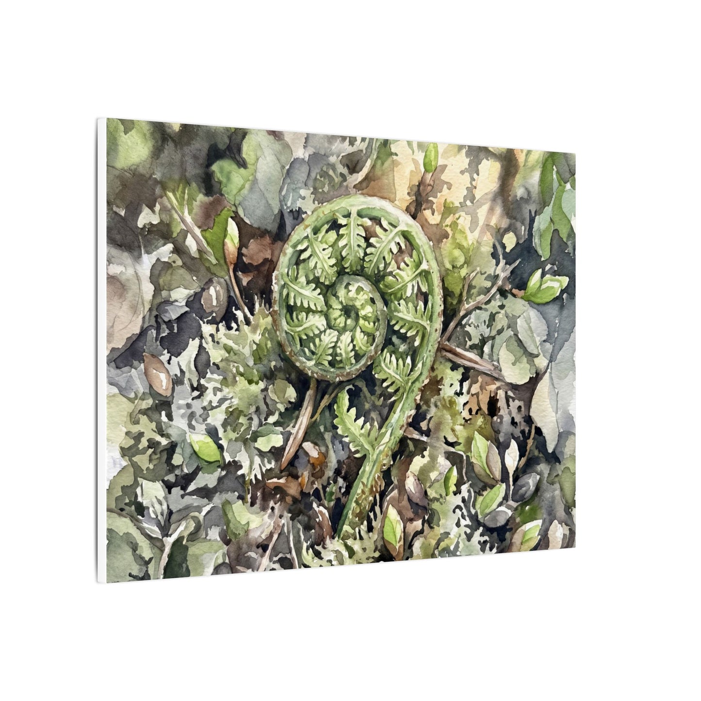 Fern Unfurling Spring Canvas Art | Japandi Neutral Design
