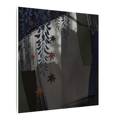 Wisteria Autumn Canvas Art | Dark Japandi Moody Design
