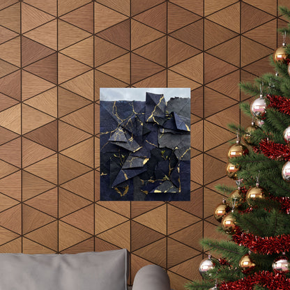 Paper Fold Crackle Gold Wall Art Print | Philosophical Kintsugi Art