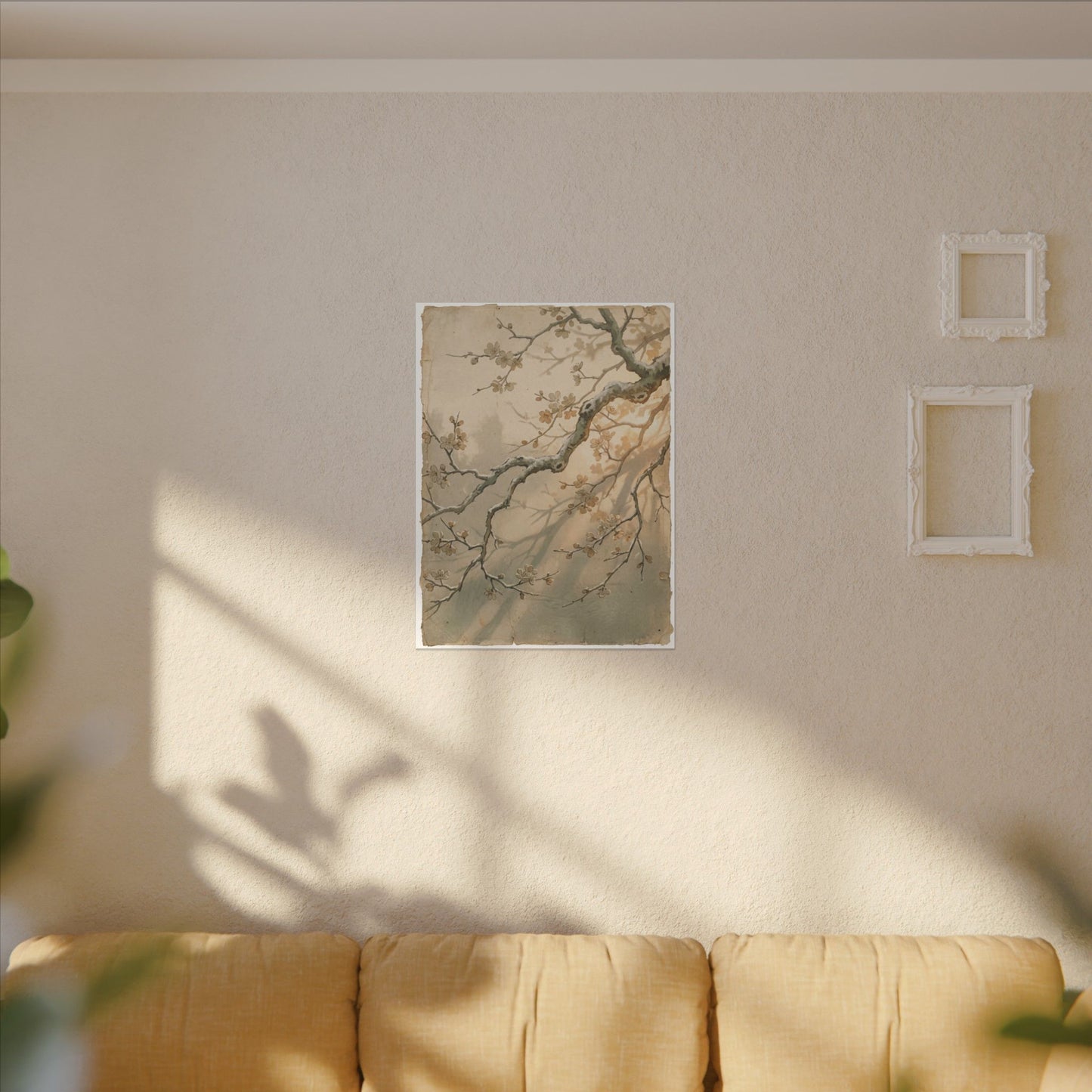 Cherry Blossom Canvas Art | Winter Japandi Japanese Pattern Art
