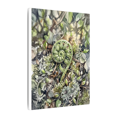 Fern Unfurling Spring Canvas Art | Japandi Neutral Design