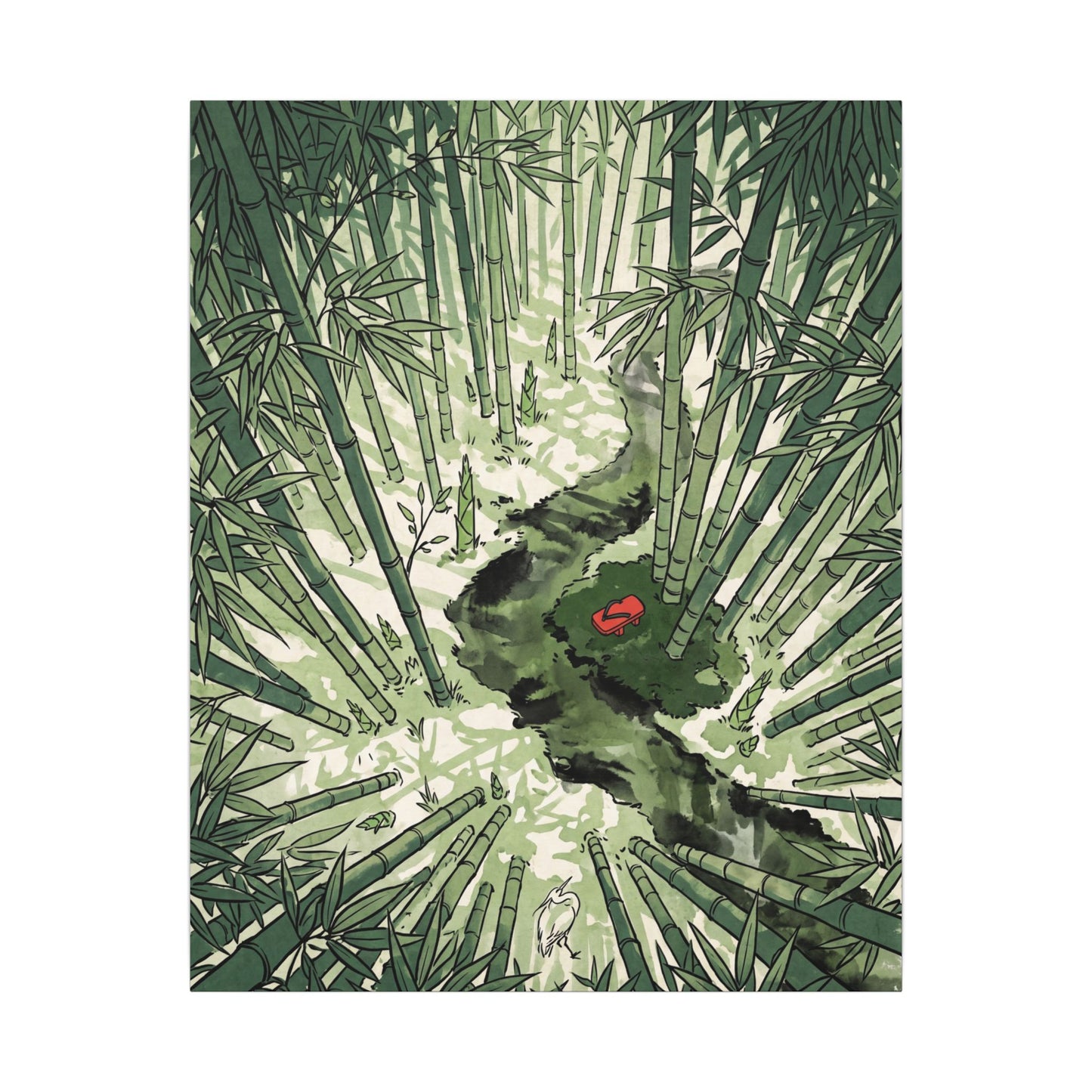 Peaceful Bamboo Grove Canvas Art - Ukiyo E Inspired Zen