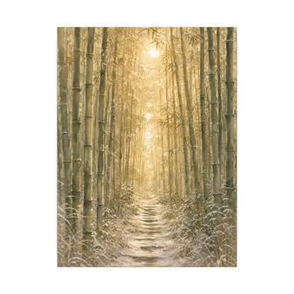 Bamboo Grove Winter Canvas Art | Japandi Elegant Design