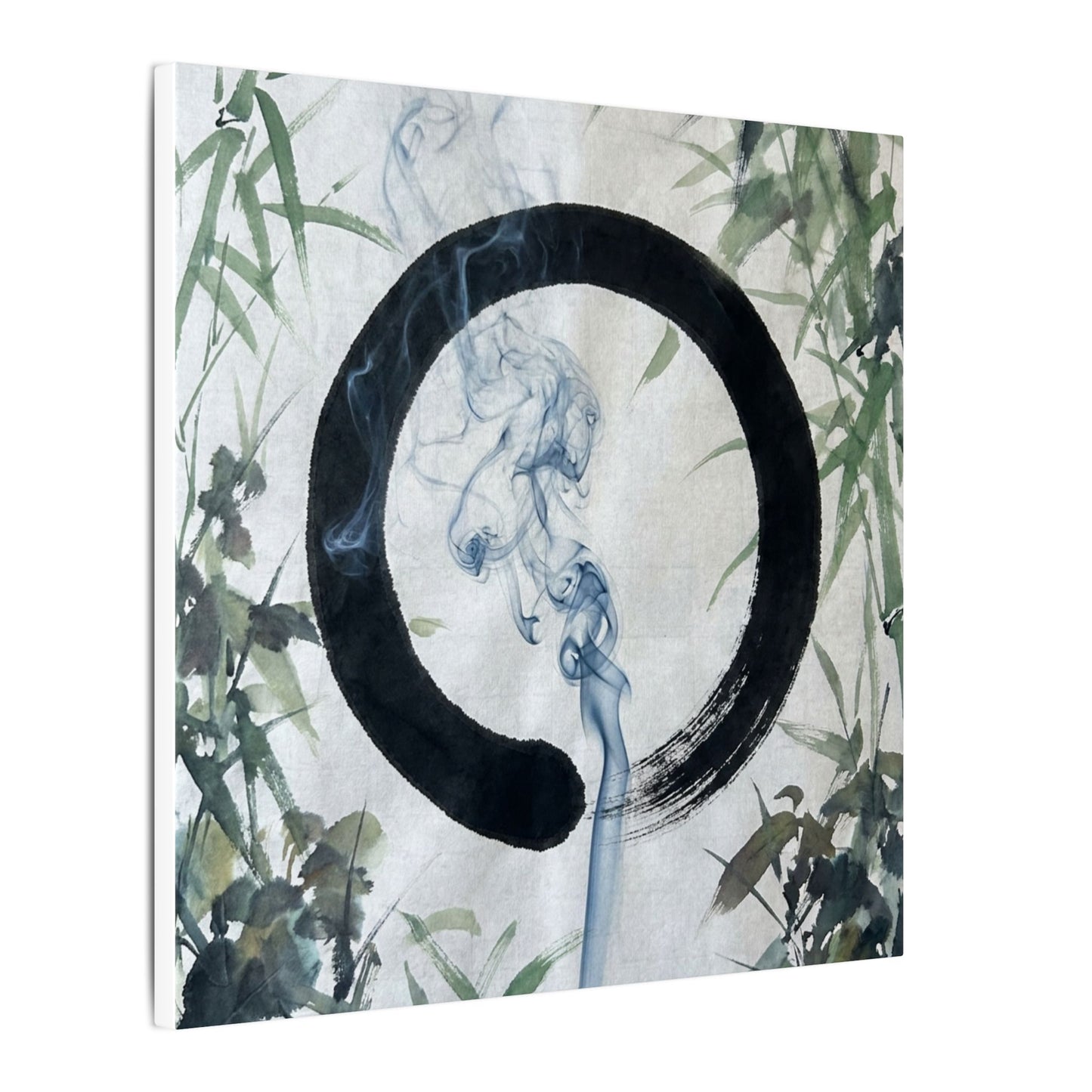 Zen Incense Smoke in Moonlight | Enso Canvas Art