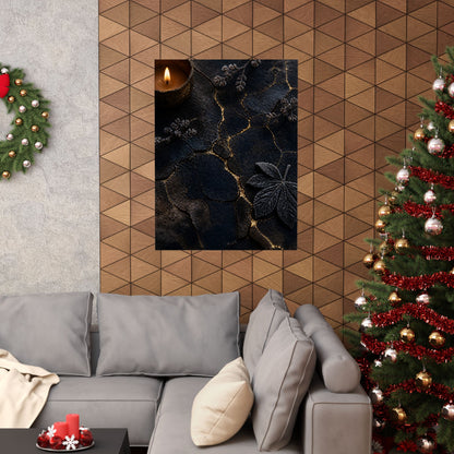 Luxurious Cracked Earth Wall Art Print - Moody Minimal Dark Japandi