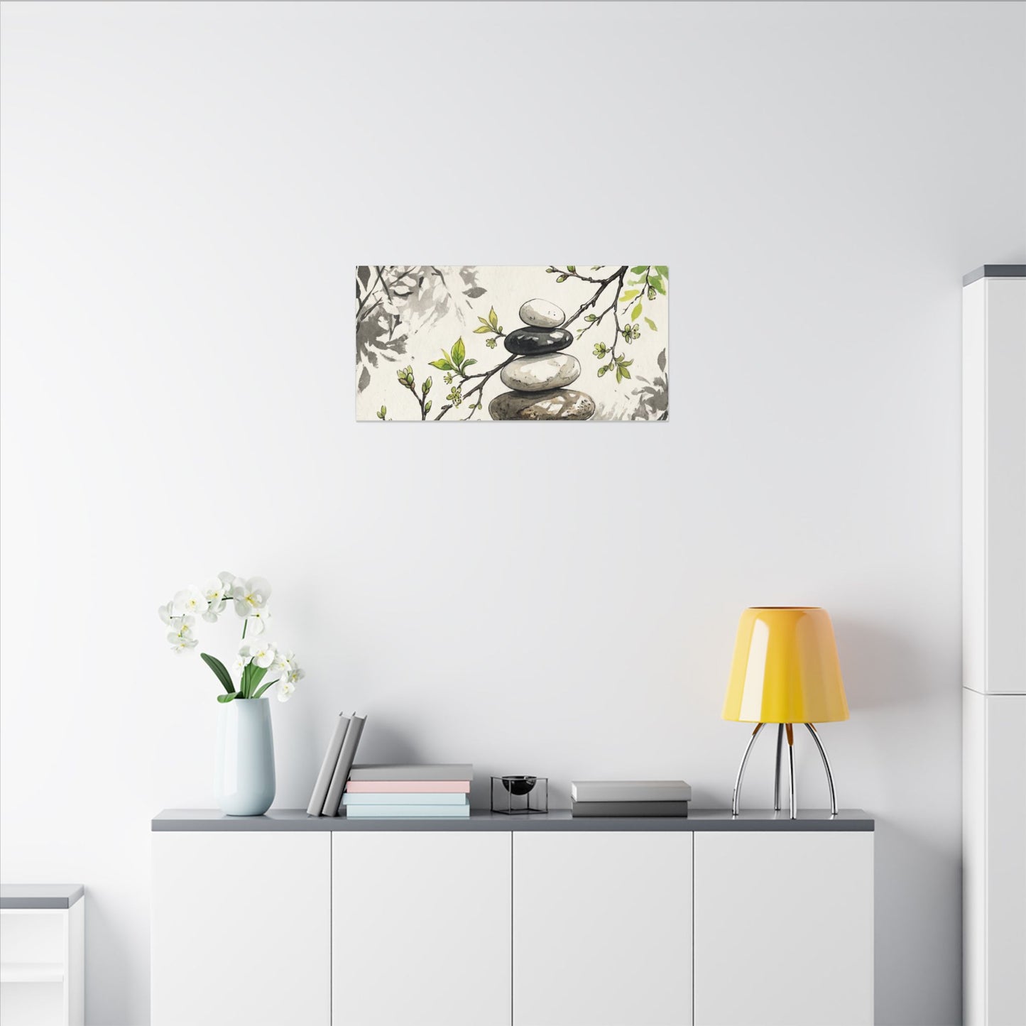 Spring River Stones Japanese Pattern Canvas Art | Elegant Decor