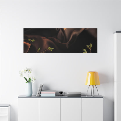 Dark Japandi Silk Drape in Golden Hour | Moody Minimal Canvas Art