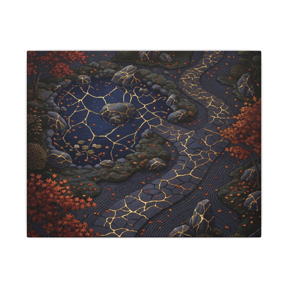Moonlit Garden Gold Vein Canvas Art | Resilient Kintsugi Art