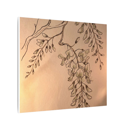 Japandi Wisteria in Candlelight | Minimal Line Canvas Art